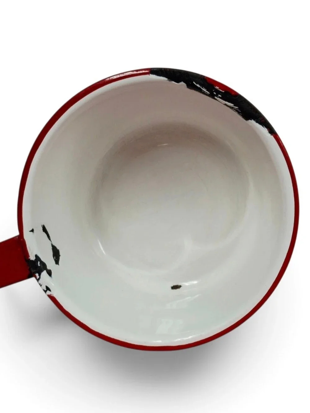 Vintage Red White Enamelware Saucepan Cookware Farmhouse Kitchen Collectible